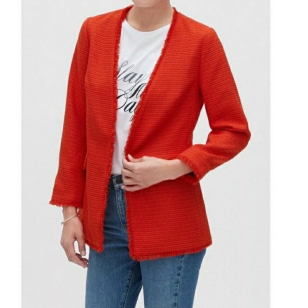 Banana Republic Factory Tweed Red Bouclé Jacket/Blazer NWT Small